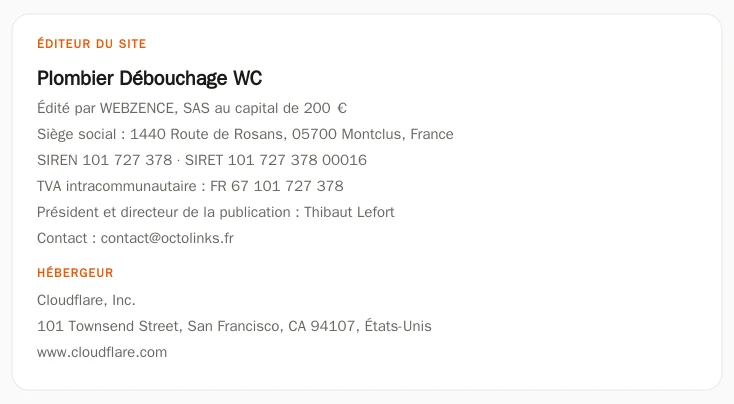 Coordonnées légales de l&rsquo;éditeur et de l&rsquo;hébergeur du site